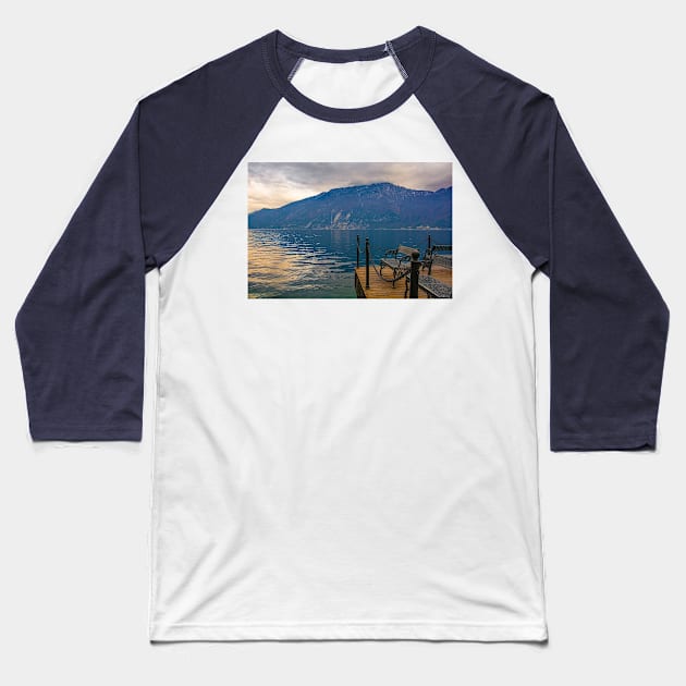 Bench on Limone sul Garda Waterfront, Italy Baseball T-Shirt by jojobob